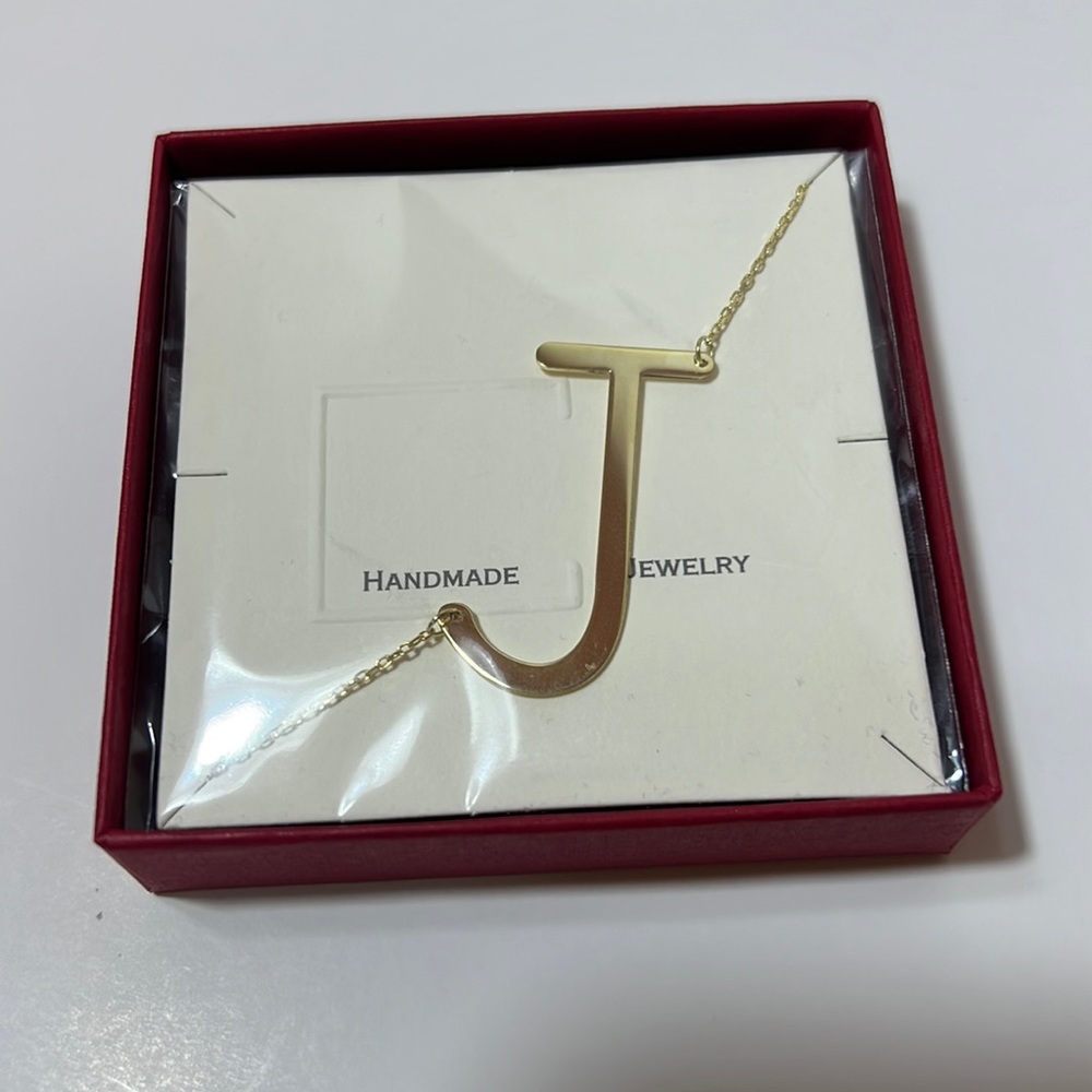 Gold J necklace